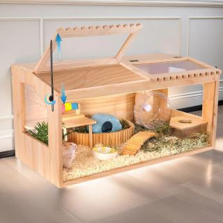 Wooden Hamster Cage - 2 Liners & Ventilation