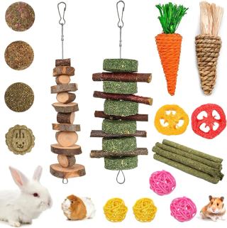 Bunny Chew Toys - Apple Wood & Grass for Small Pets